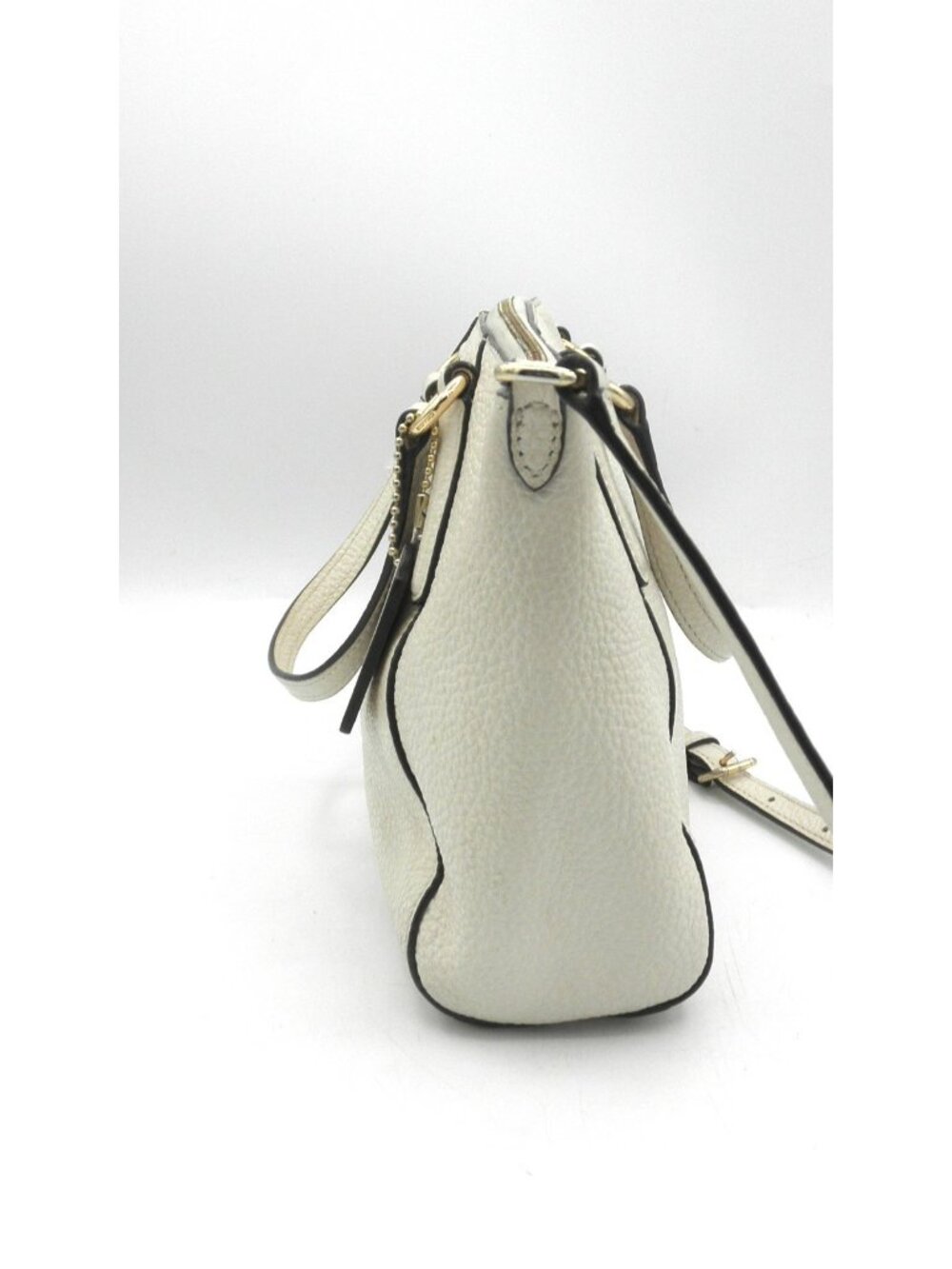 COACH Kelsey Satchel Bag Chalk Pebbled Leather Double Handle Adjustable Strap - Picture 2 of 16